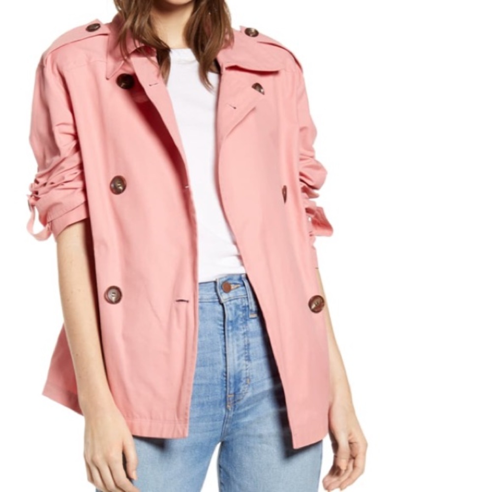 Something navy double breasted crop jacket